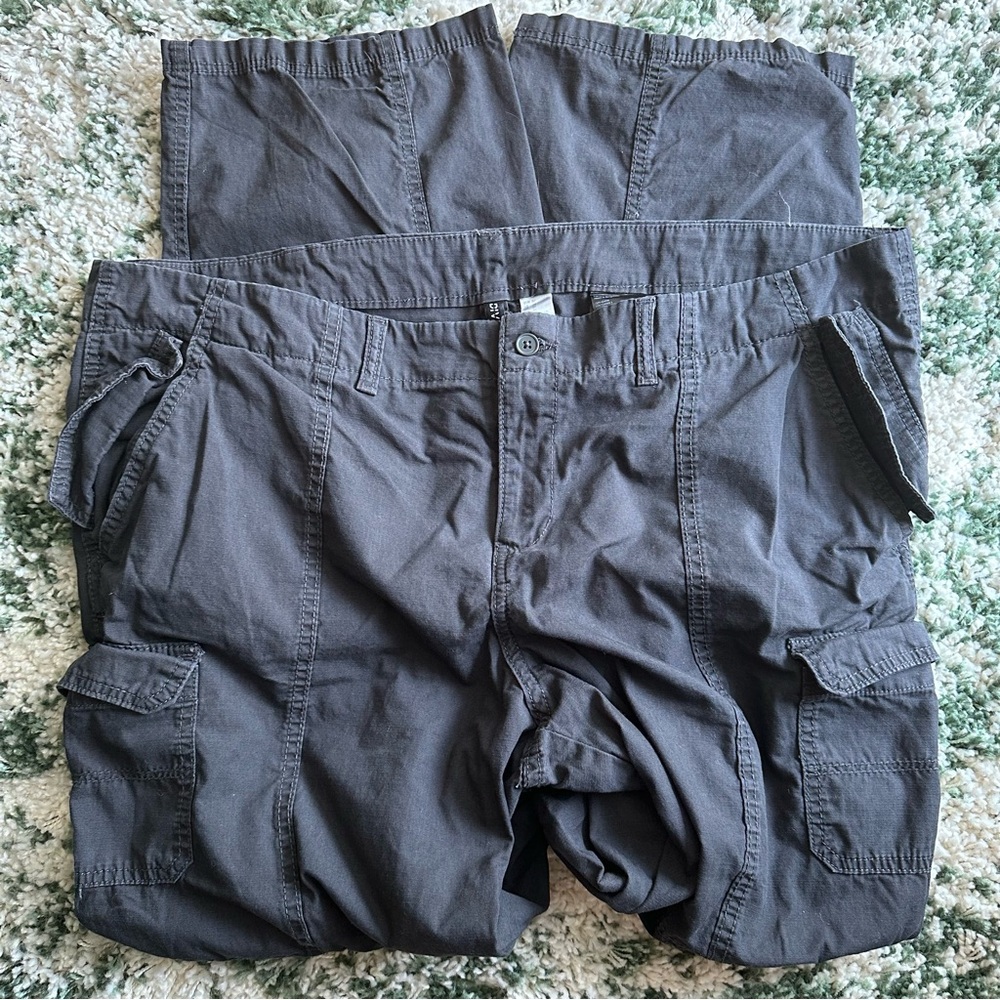 wide leg cargo pants dark gray